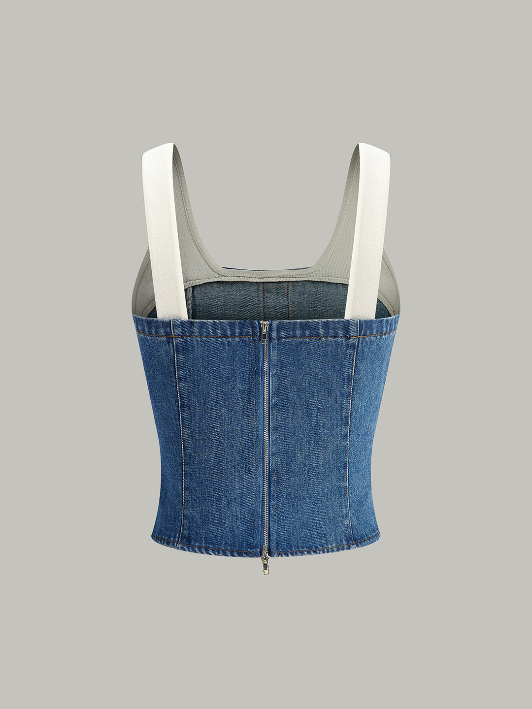 Corset en jean avec haut à lacets contrastés