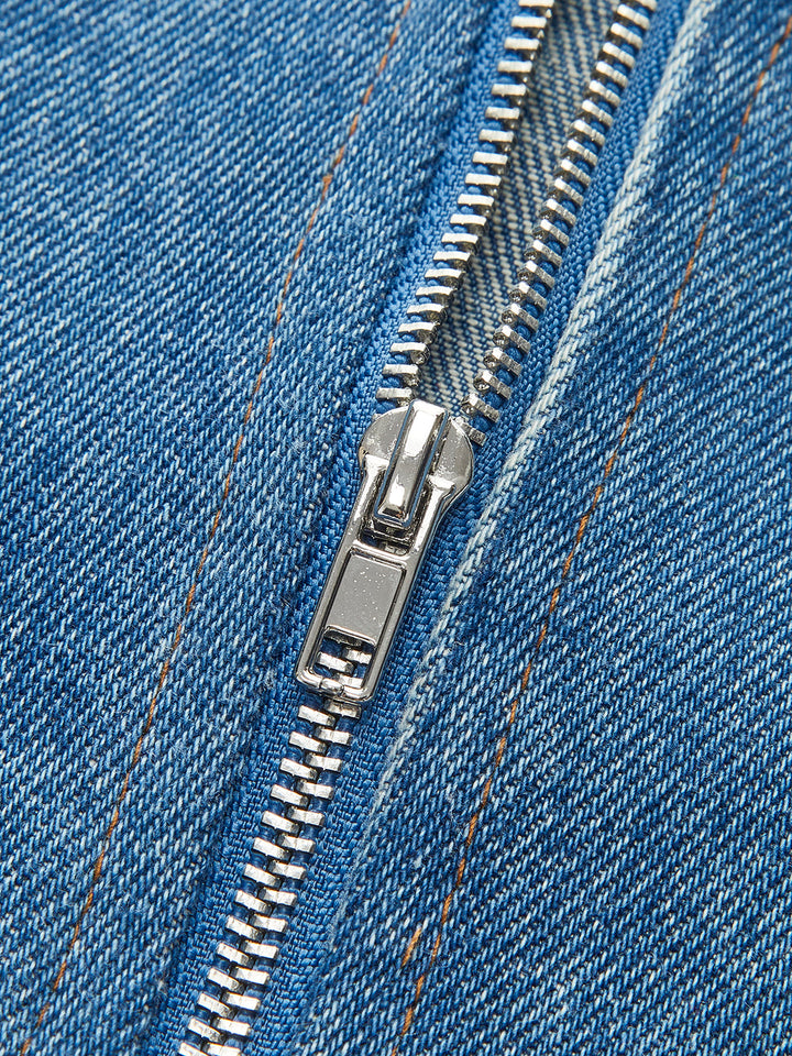 Corset en jean avec haut à lacets contrastés