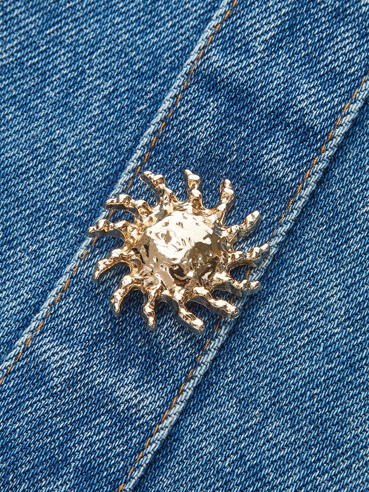 Corset en jean avec haut à lacets contrastés