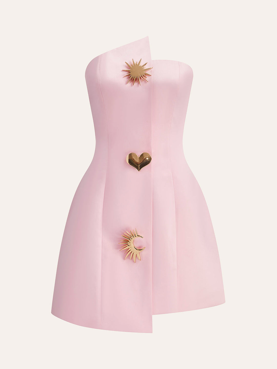 Robe Longue Satinée Asymétrique Ornée Sans Bretelles