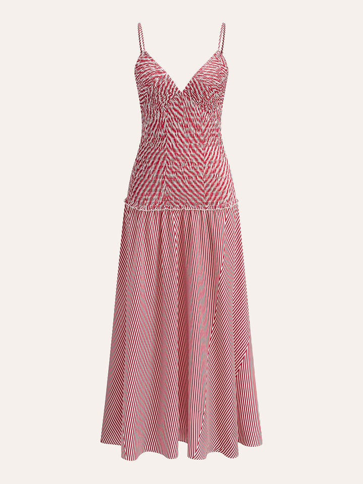 Robe Longue Plissée Sans Manches à Col V