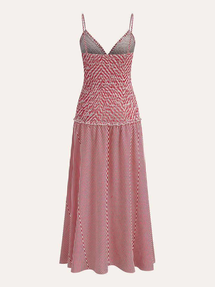 Robe Longue Plissée Sans Manches à Col V