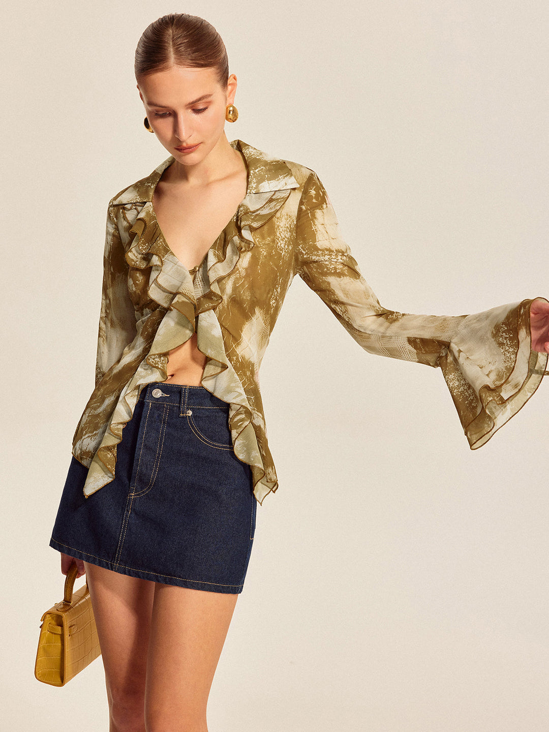 Blouse à manches cloche à volants