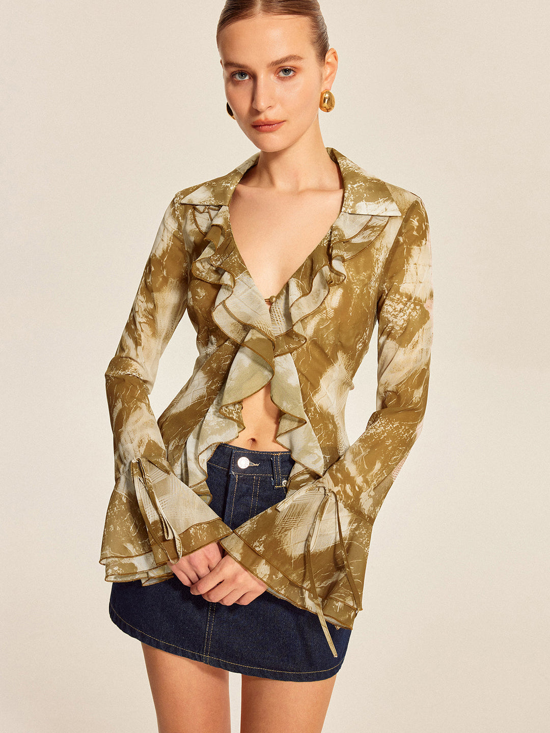 Blouse à manches cloche à volants
