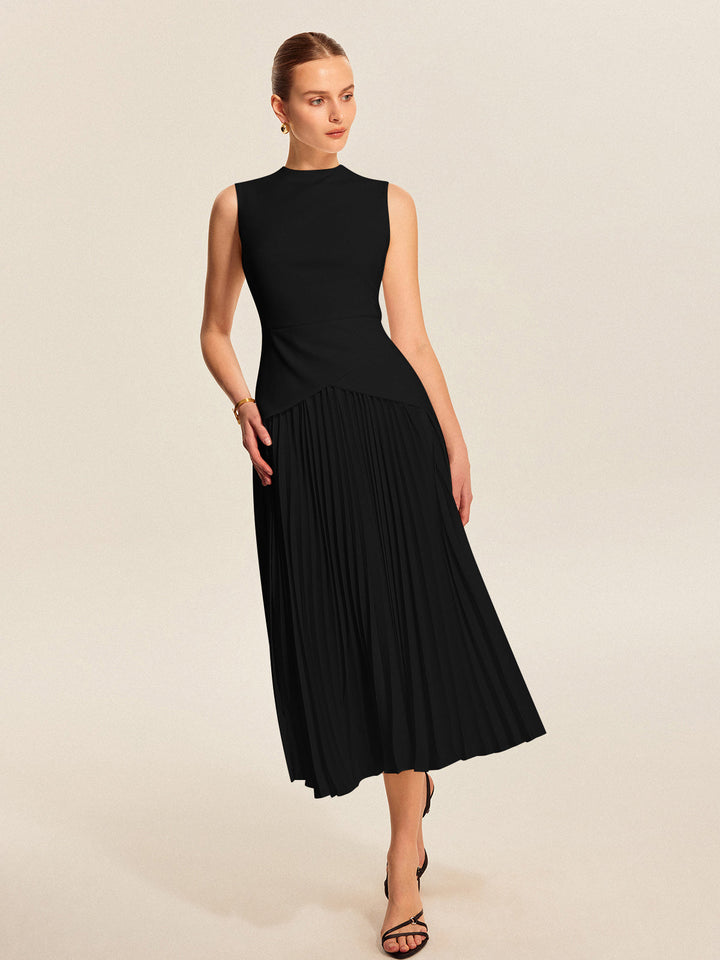 Robe Sans Manches Plissée