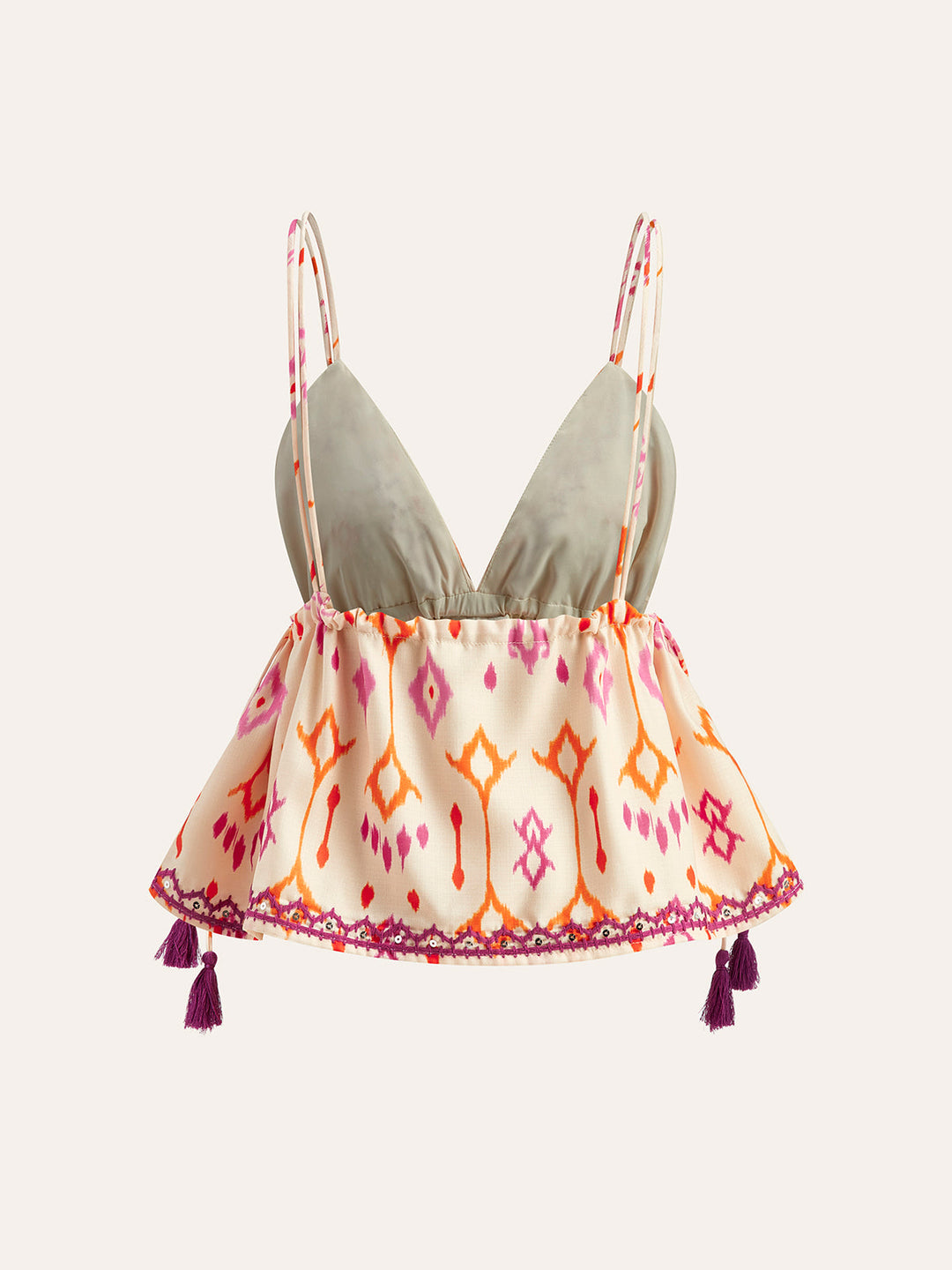 Haut Camisole à Pompons Bohème Brodé