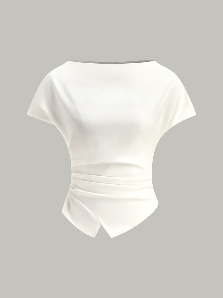 T-Shirt Ruché à Ourlet Asymétrique