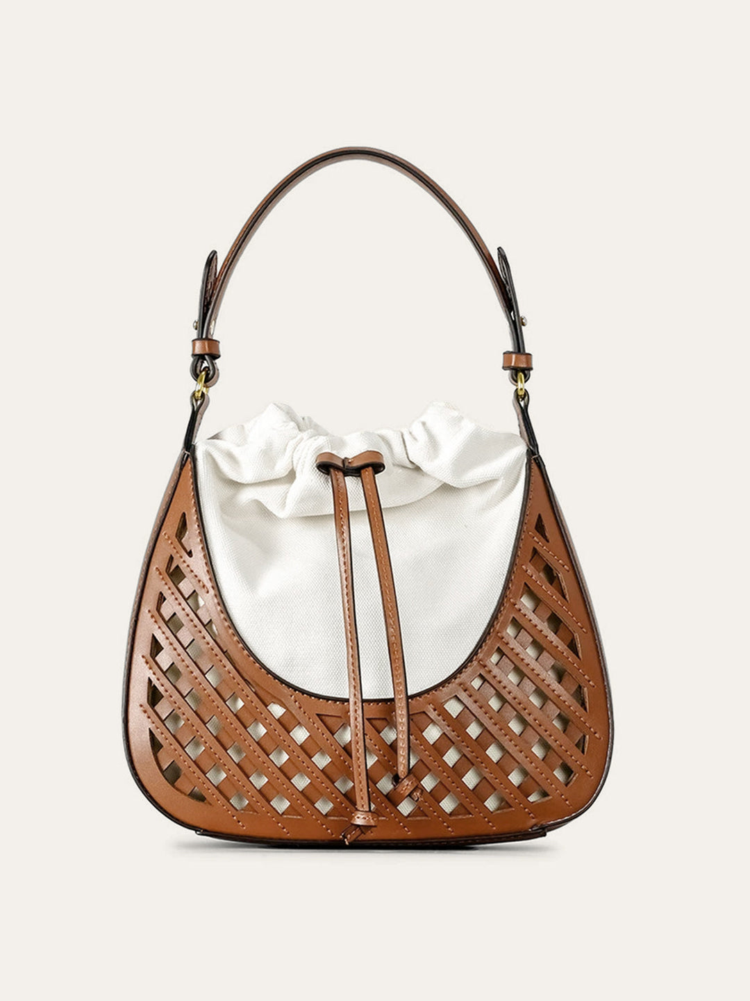Sac à cordon en cuir tressé