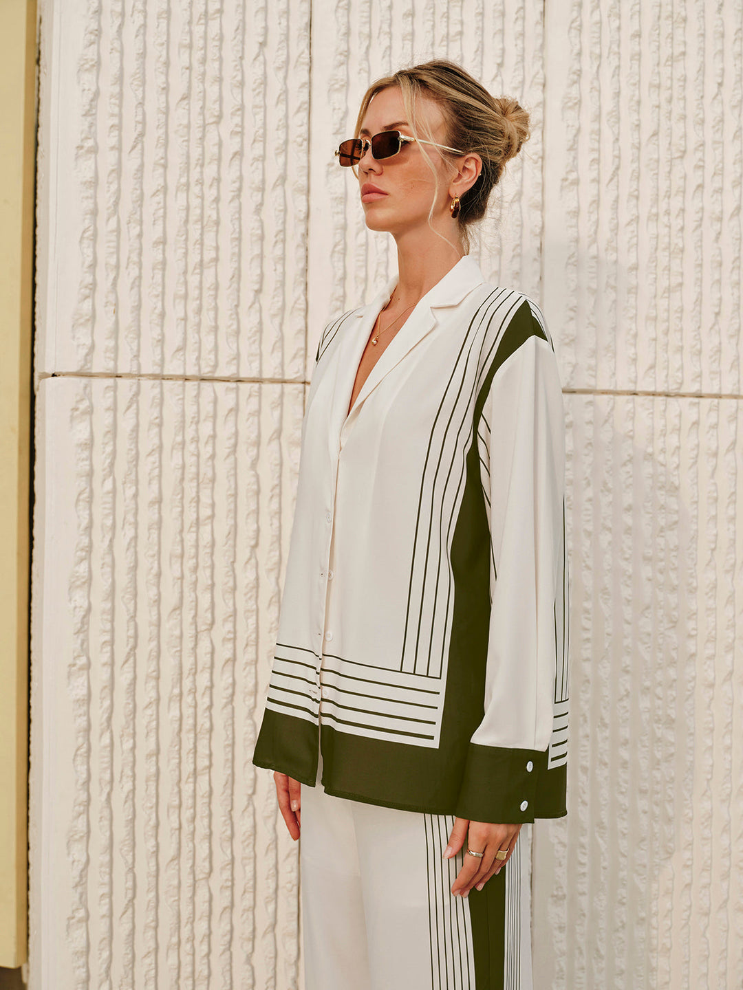 Chemise à col imprimé rayé