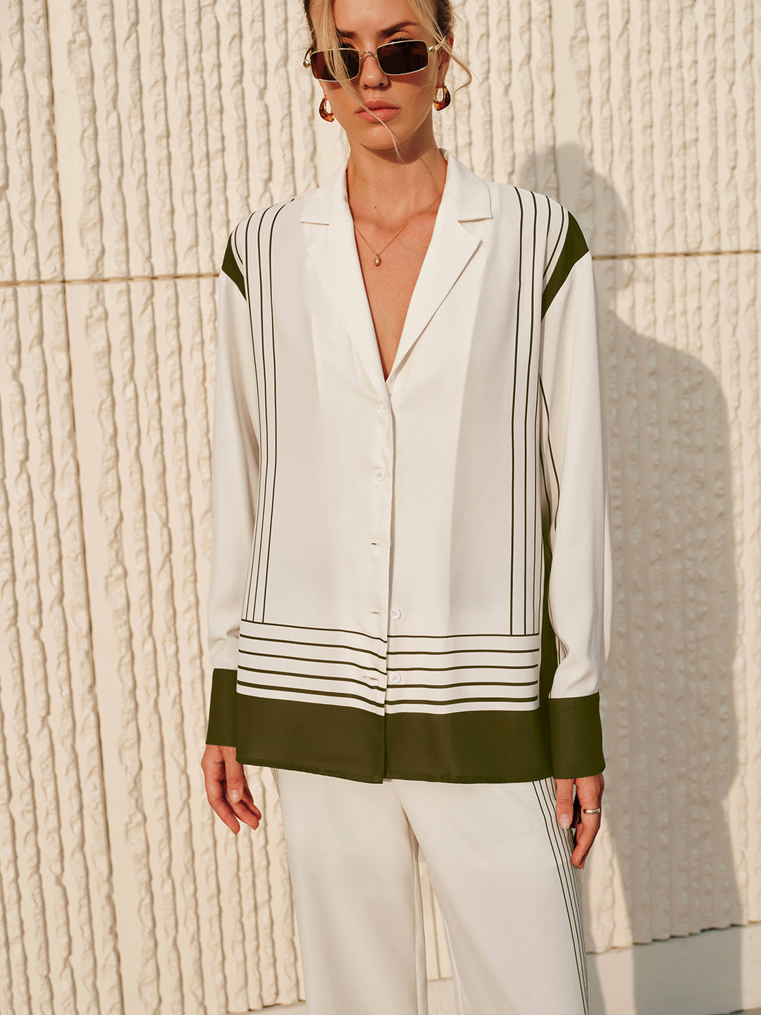 Chemise à col imprimé rayé