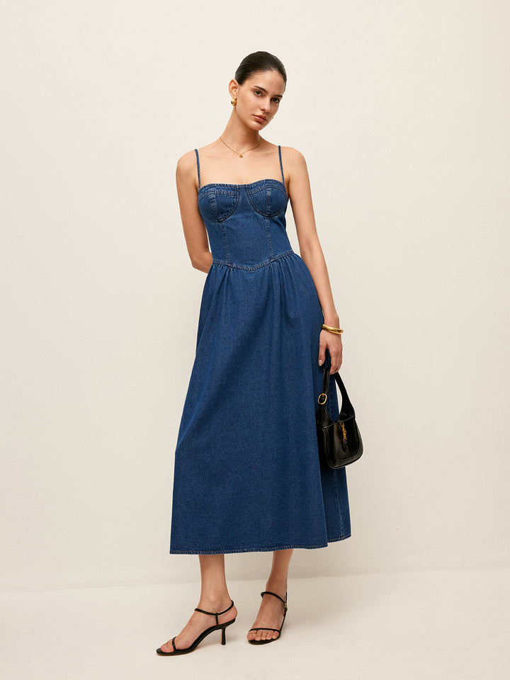 Robe en Jean à Col Cœur