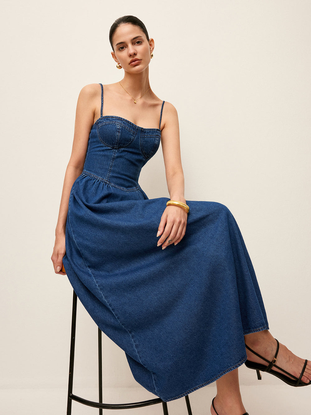 Robe en Jean à Col Cœur