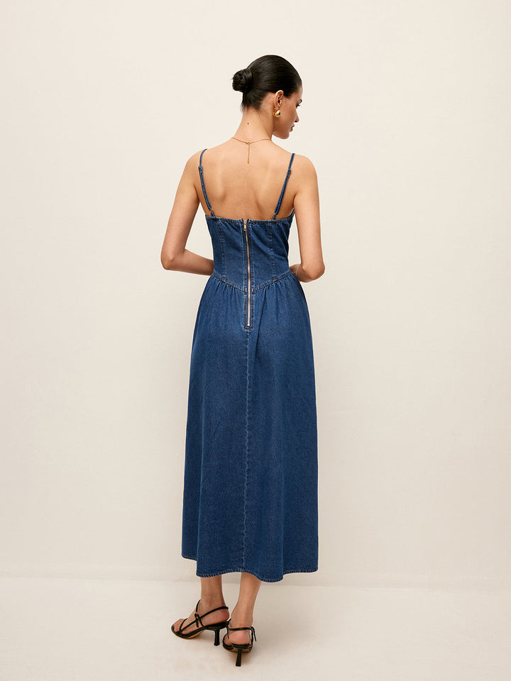 Robe en Jean à Col Cœur