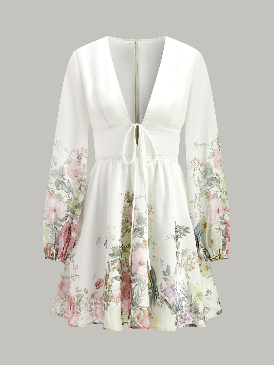 Robe à Volants et à Nouettes Florale
