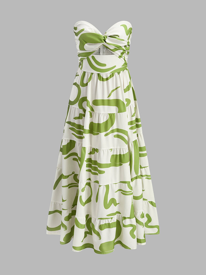 Robe Plissée Sans Bretelles à Fronces