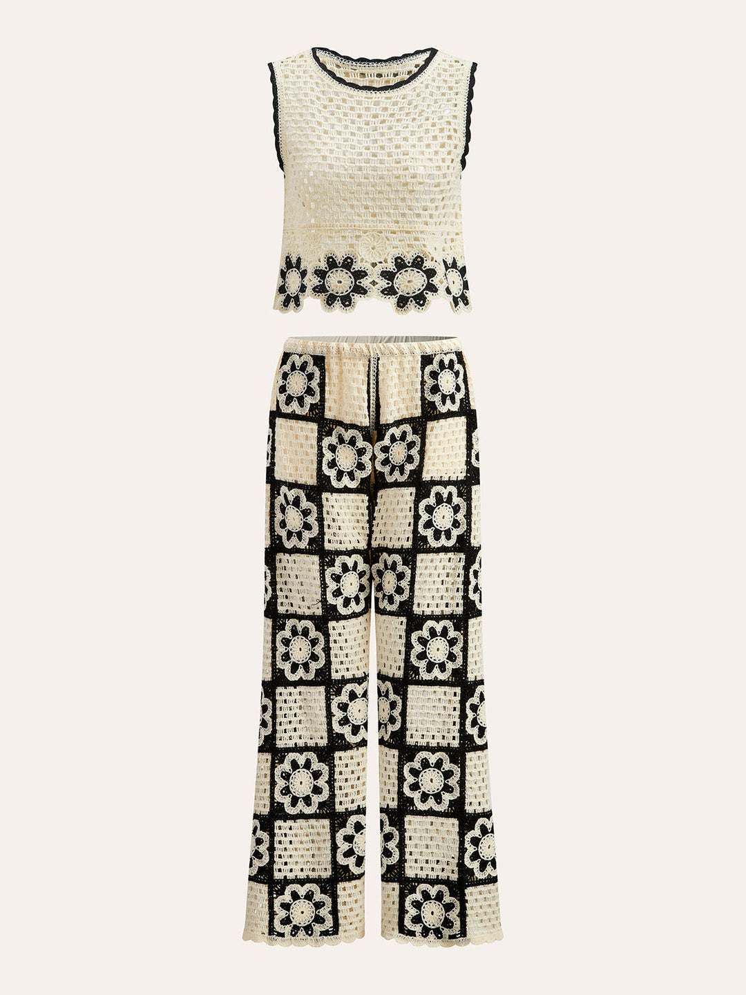 Haut Long Manches Crochet Avec Pantalon