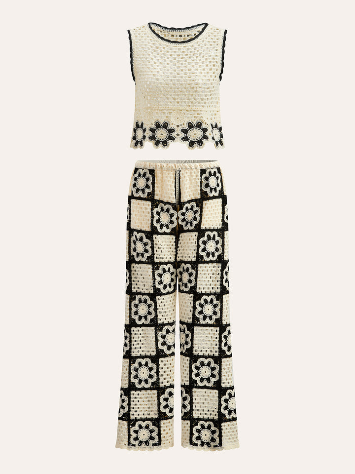Haut Long Manches Crochet Avec Pantalon