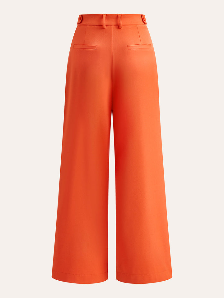 Pantalons Larges Plissés Taille Mi-Haute