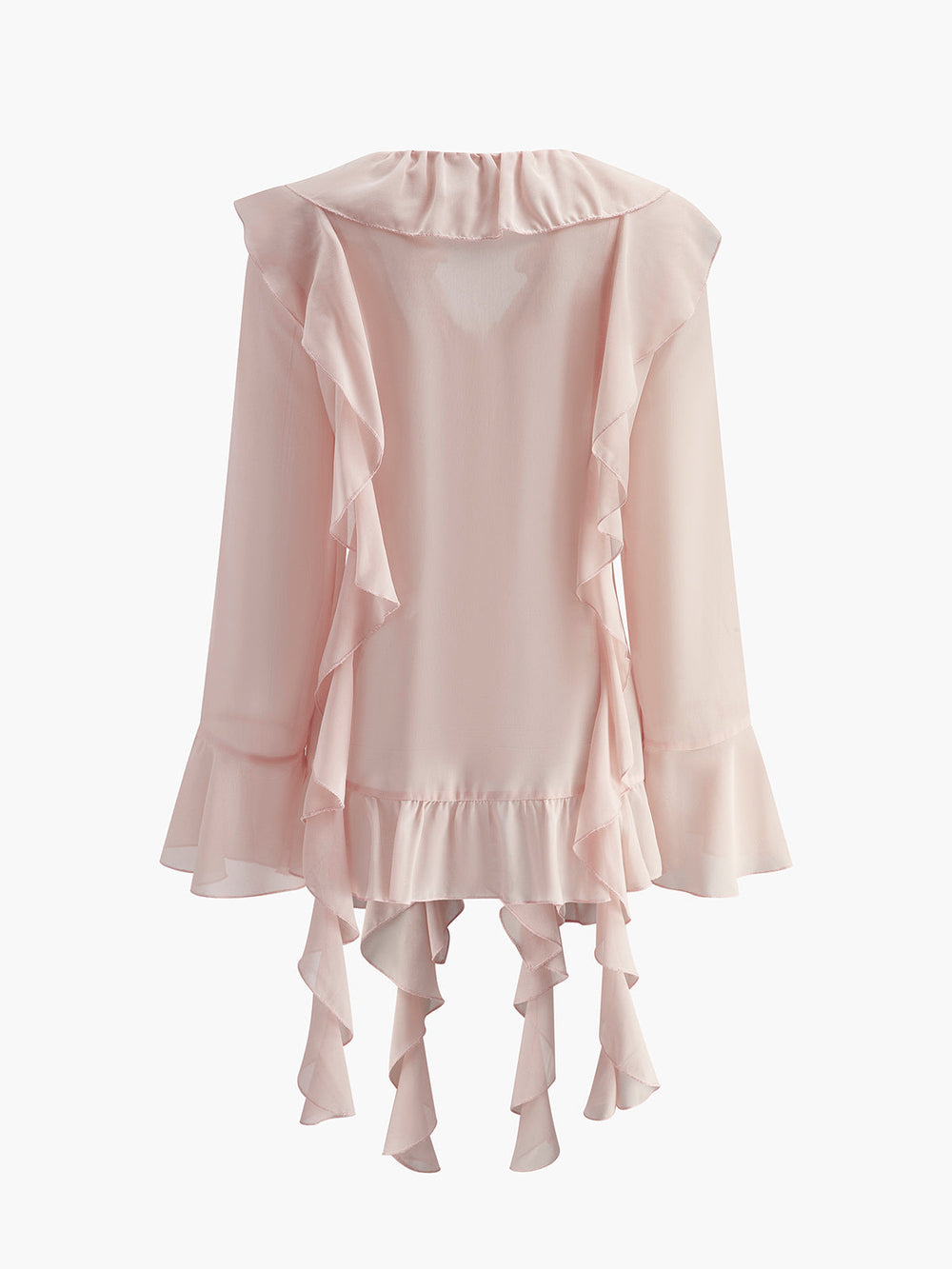 Blouse Roulée en Mousseline Semi-Transparente