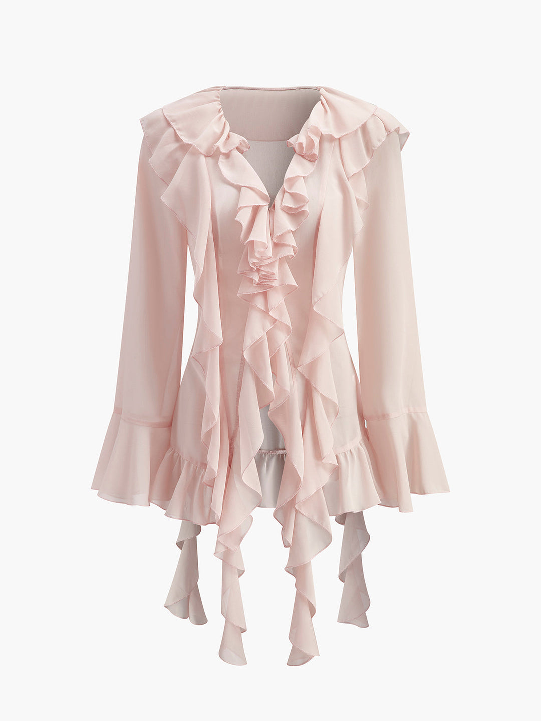 Blouse Roulée en Mousseline Semi-Transparente