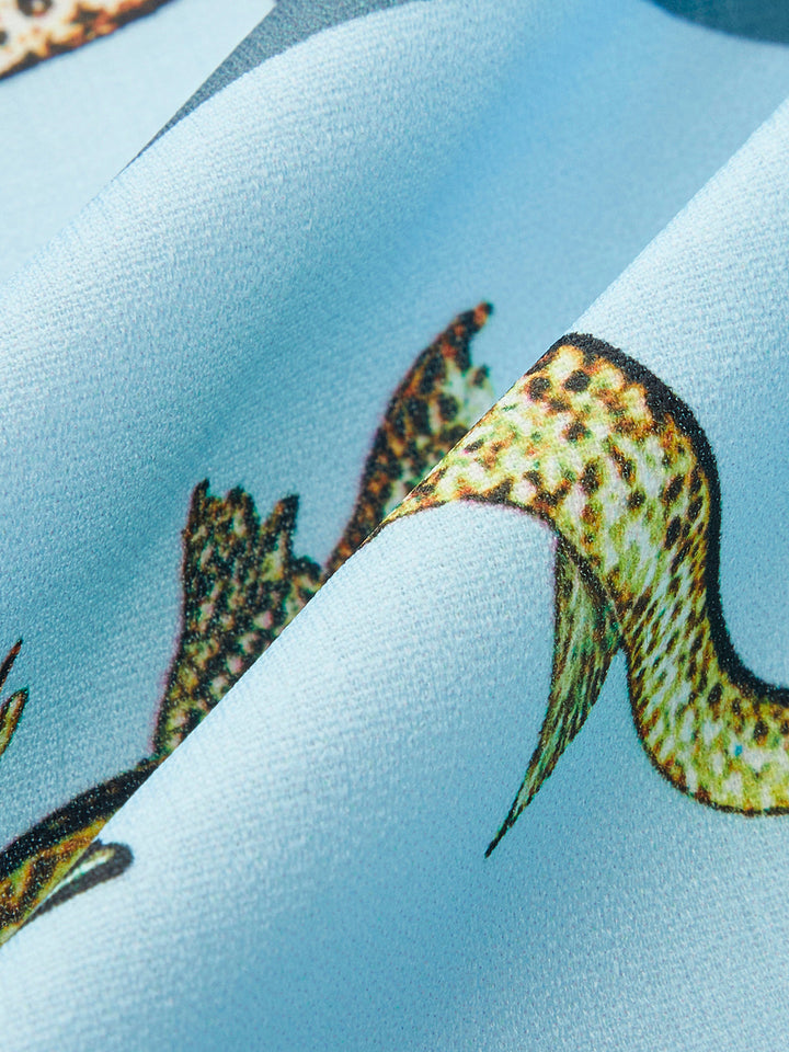 Chemise à col à revers avec ceinture et imprimé aquatique
