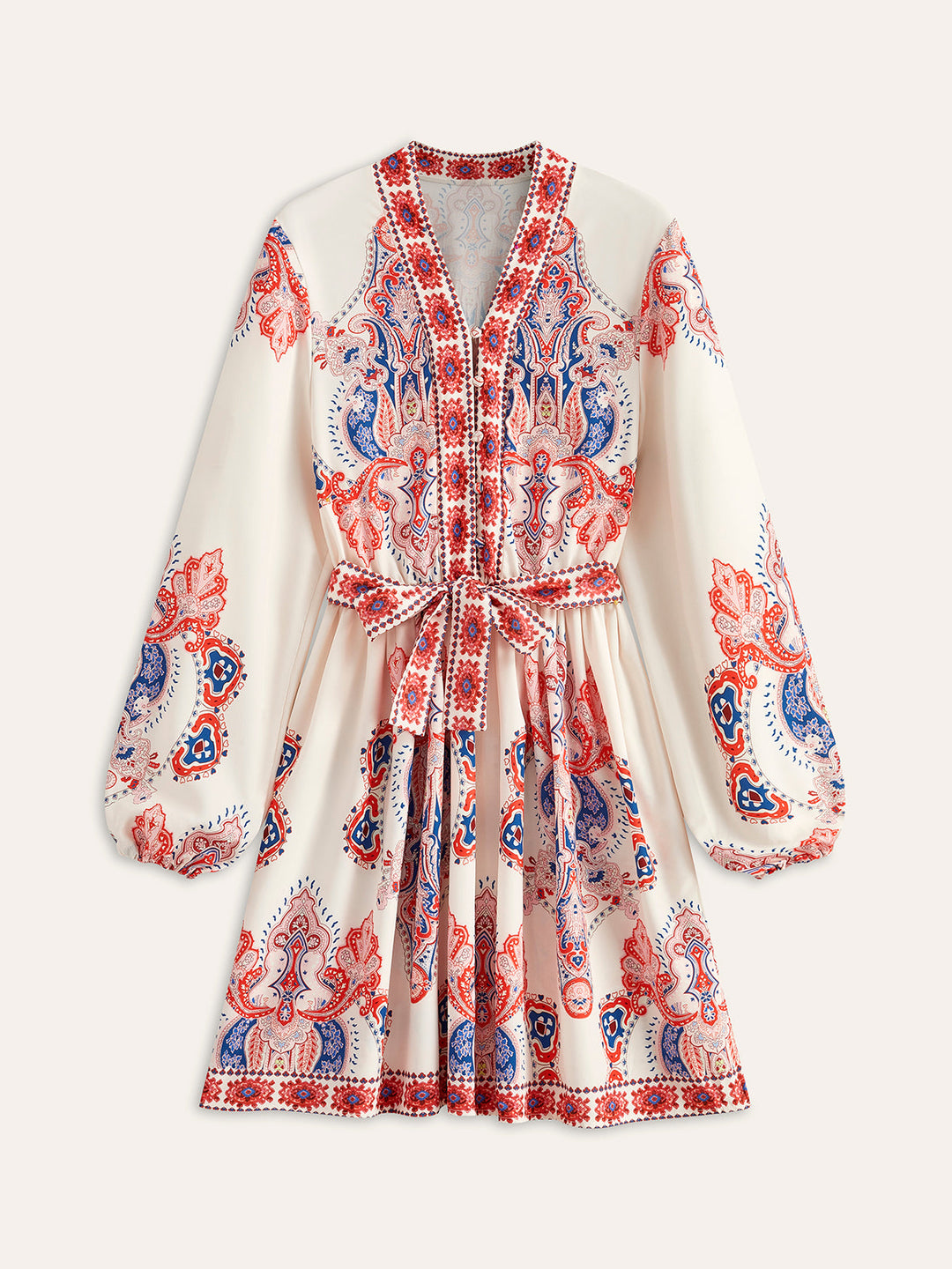 Robe Ceinturée Boutonnée à Imprimé Floral