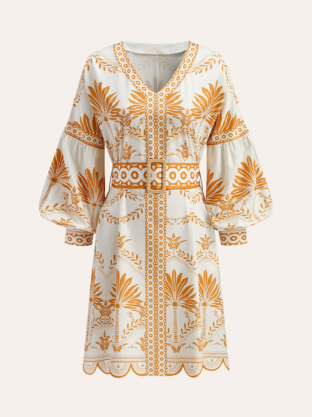 Robe Ceinture Boho Imprimée Col V