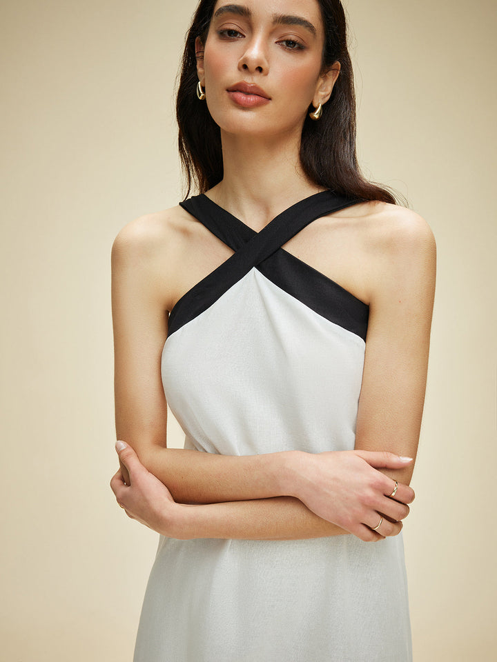 Robe Longue Dos Nu en Coton et Lin Semi-Transparents