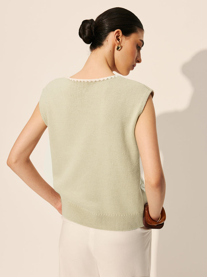 Gilet Boutonné à Fleurs Brodé