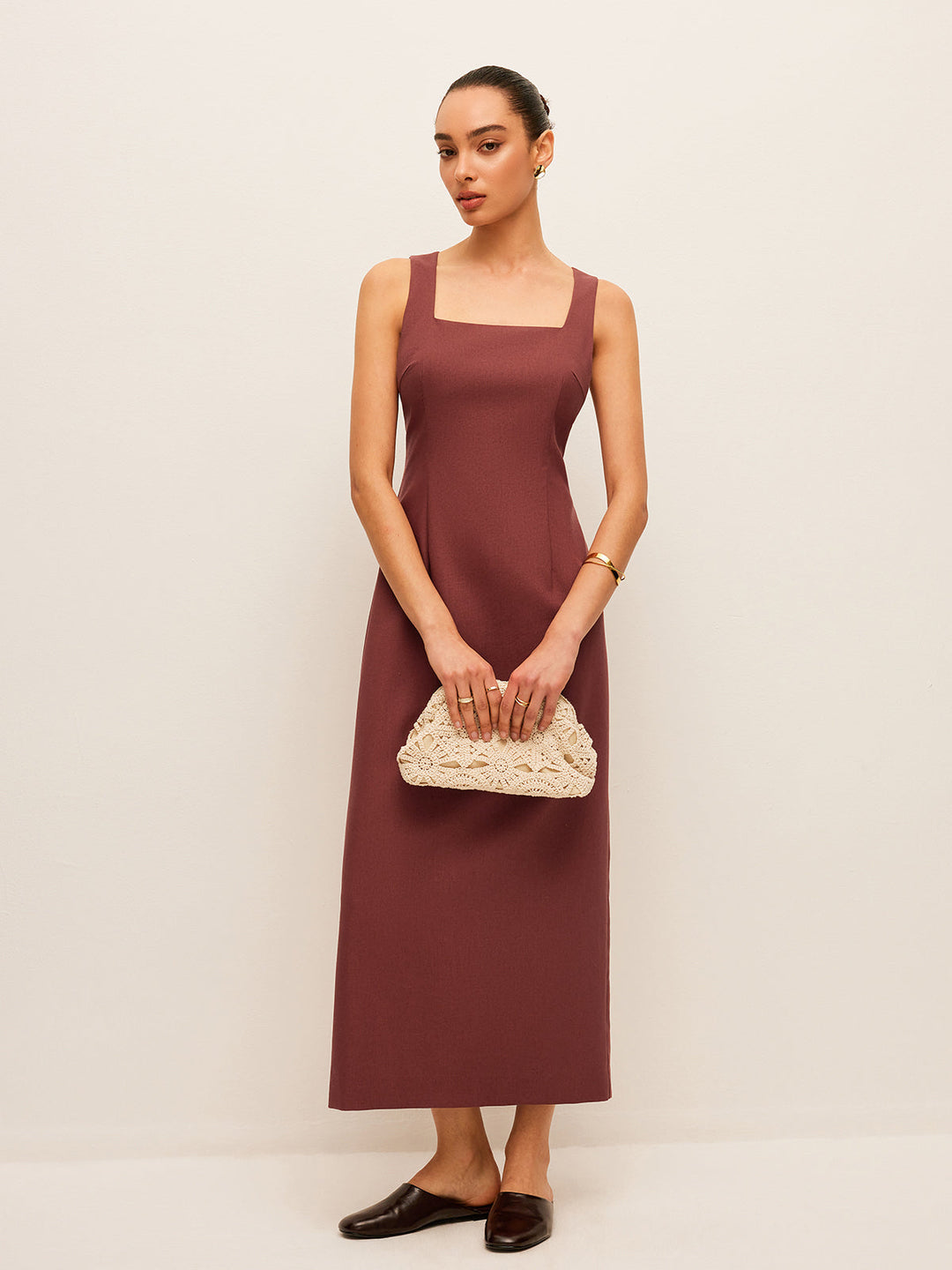 Robe en Coton et Lin avec Fente Arrière
