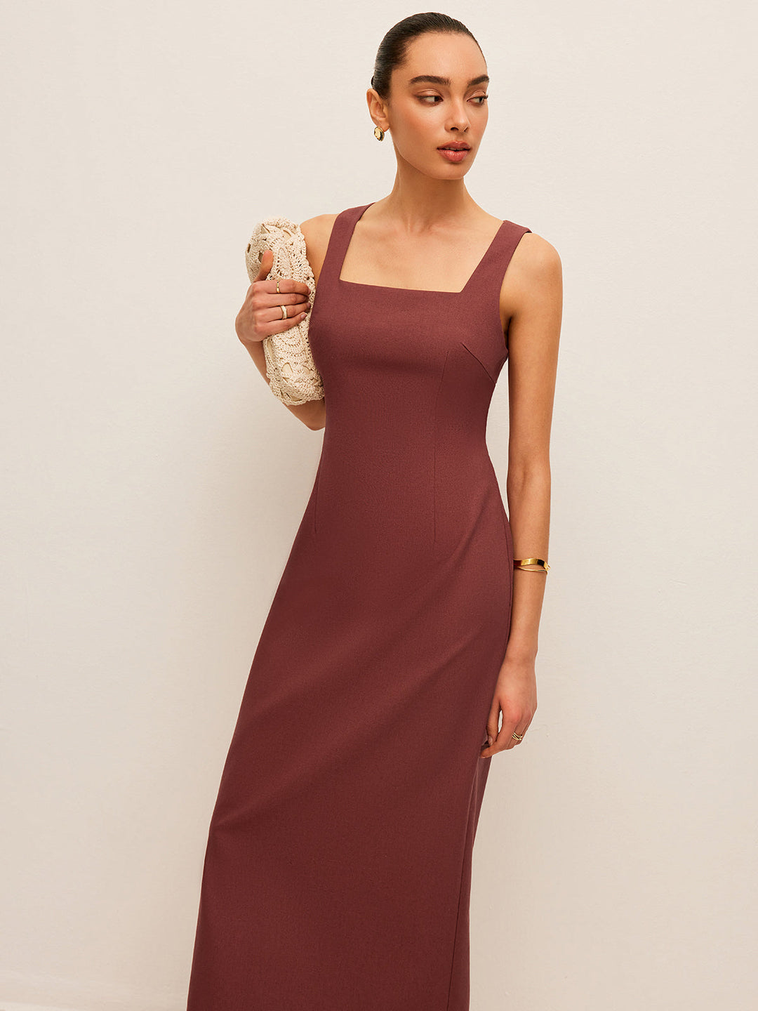 Robe en Coton et Lin avec Fente Arrière