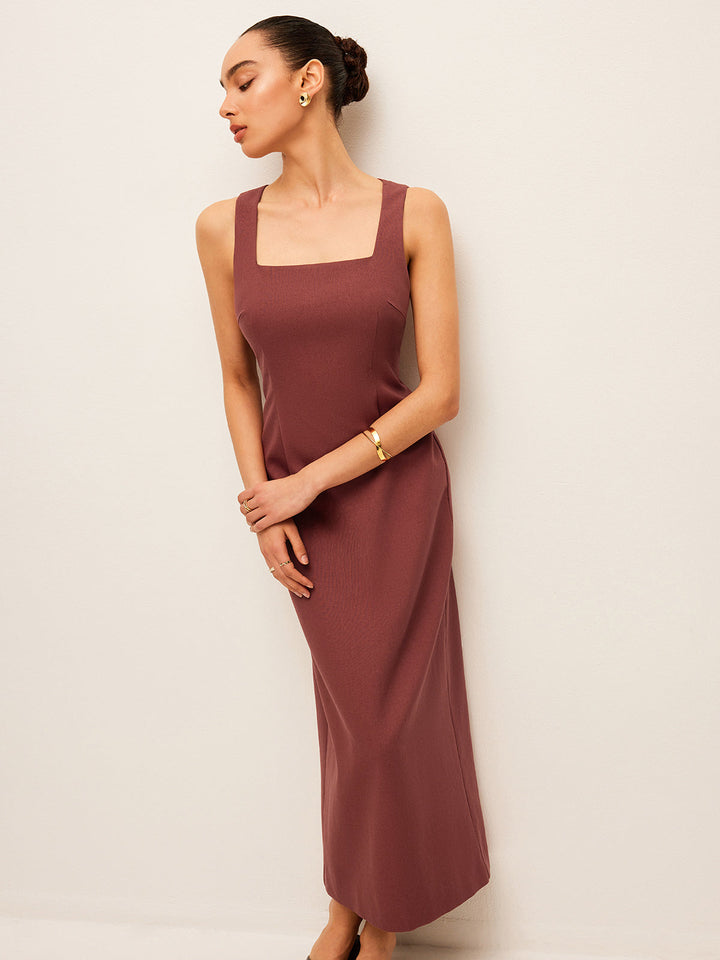 Robe en Coton et Lin avec Fente Arrière