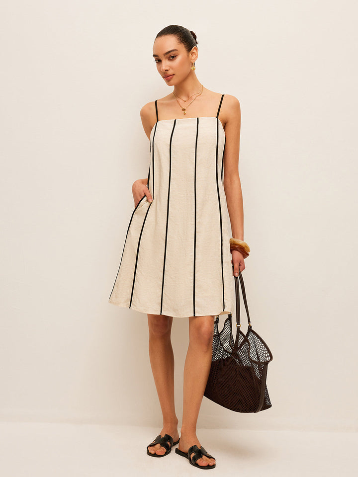 Robe à Rayures en Coton et Lin