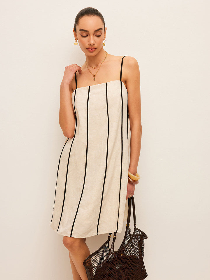 Robe à Rayures en Coton et Lin