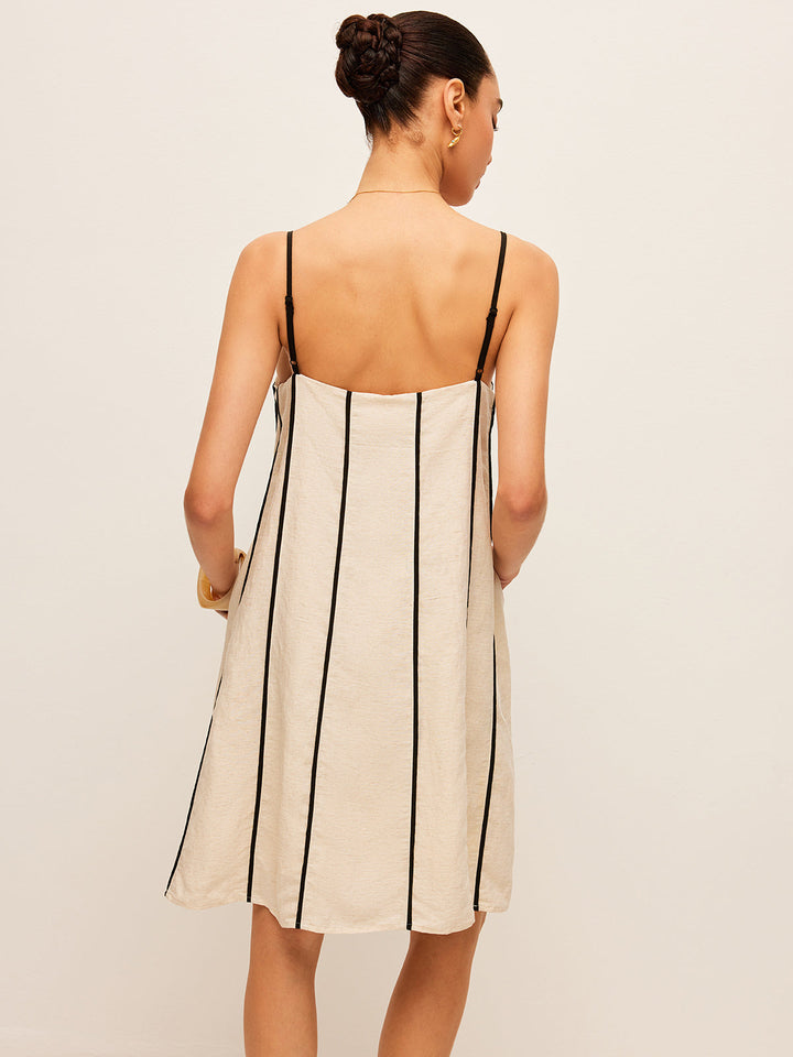 Robe à Rayures en Coton et Lin