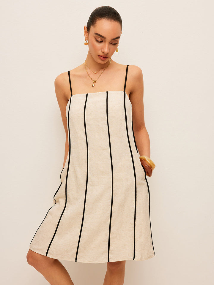 Robe à Rayures en Coton et Lin