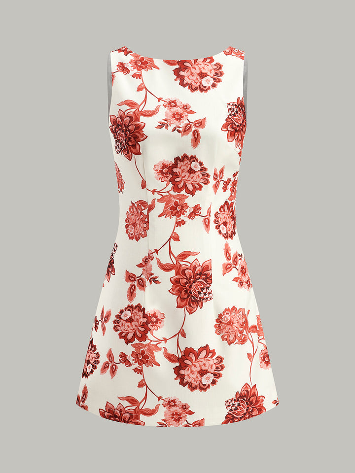 Robe A-Line Dos Nu Fleurie