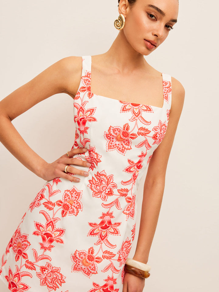 Robe Carré Col Imprimé Floral