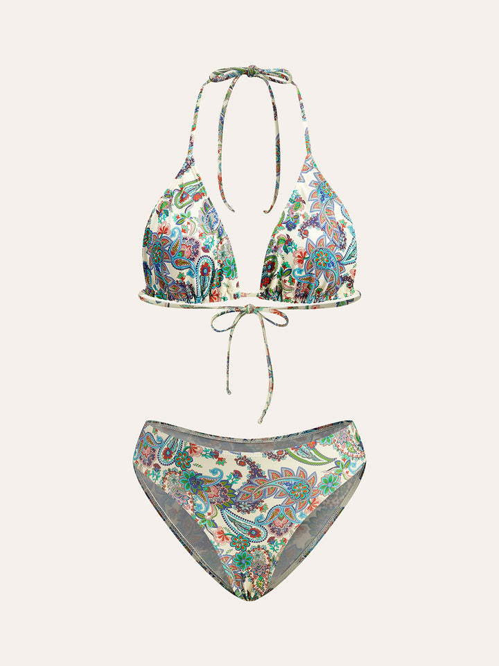 Ensemble Bikini à Attacher avec Paréo à Imprimé Paisley
