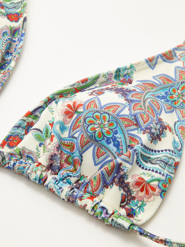 Ensemble Bikini à Attacher avec Paréo à Imprimé Paisley