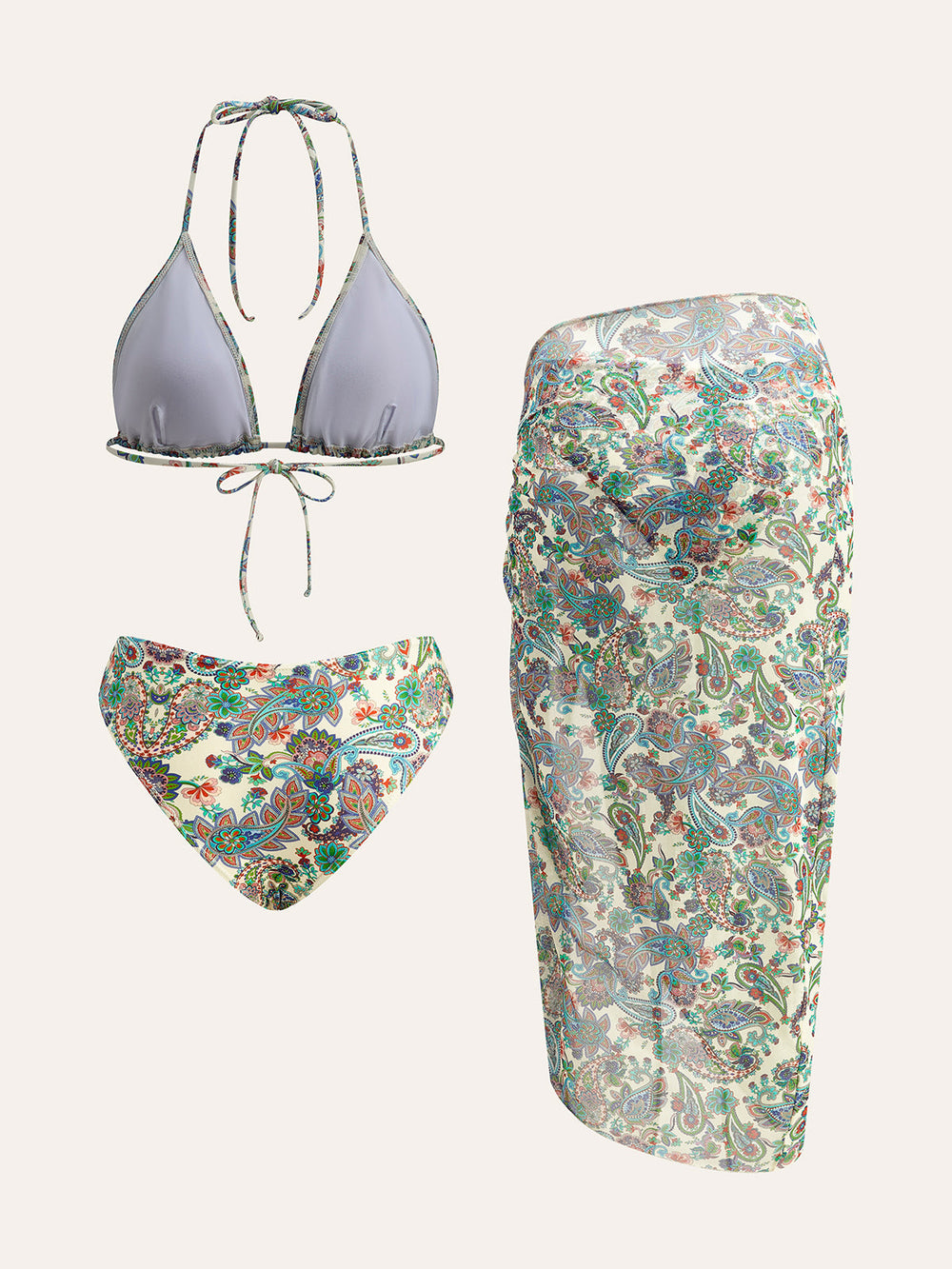 Ensemble Bikini à nouer avec par-dessus imprimé cachemire