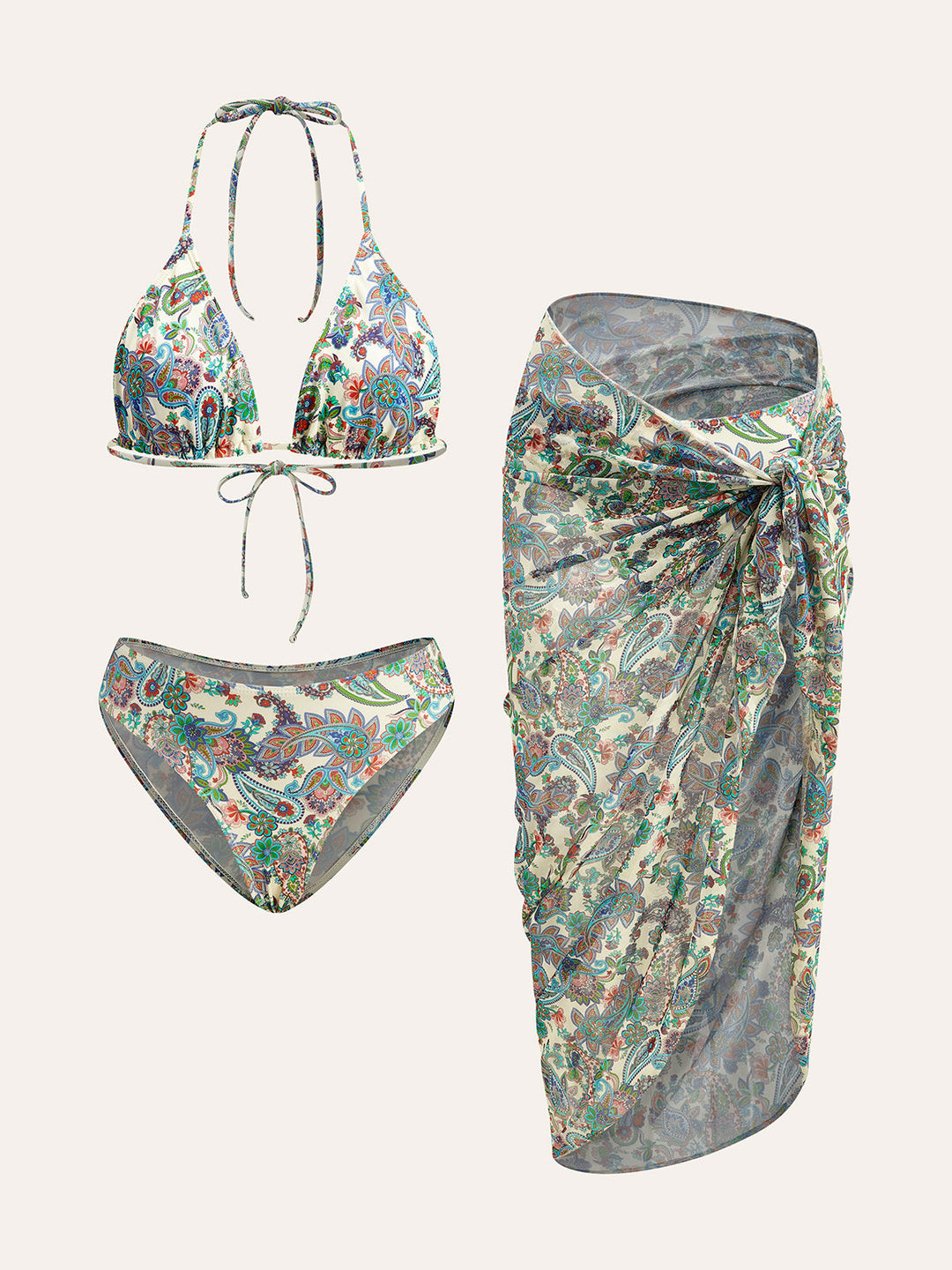 Ensemble Bikini à nouer avec par-dessus imprimé cachemire
