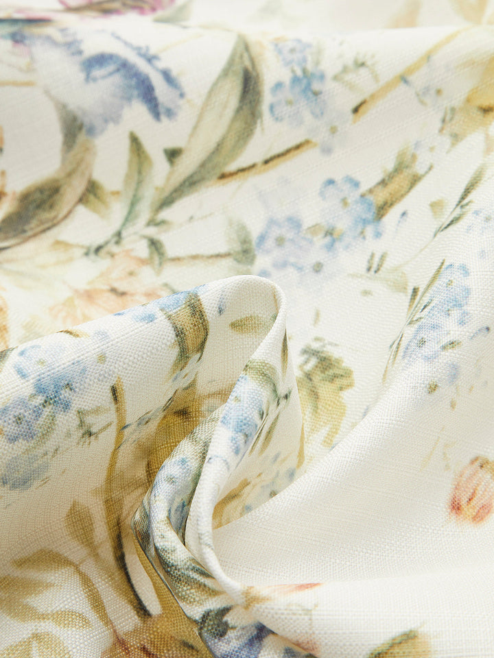 Robe Fleurie Ceinturée à Manches Ballons
