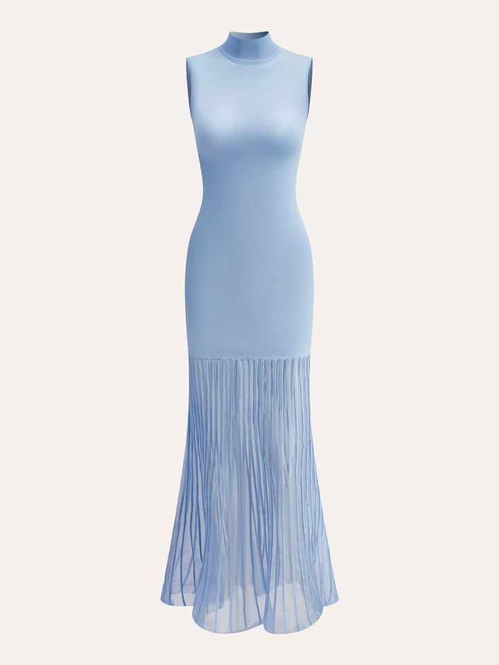 Robe sans manches à empiècements transparents sans ceinture