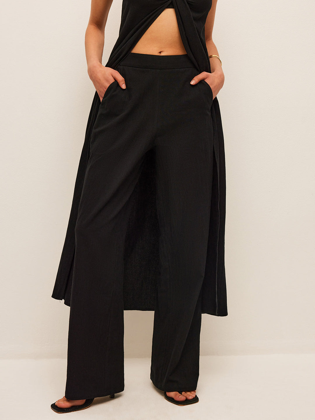 Ensemble Haut En Coton Et Lin À Nouer Avec Pantalon