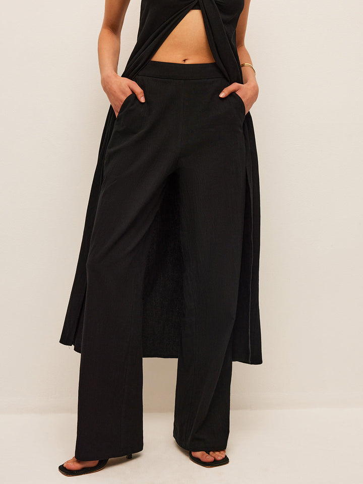 Ensemble Haut En Coton Et Lin À Nouer Avec Pantalon