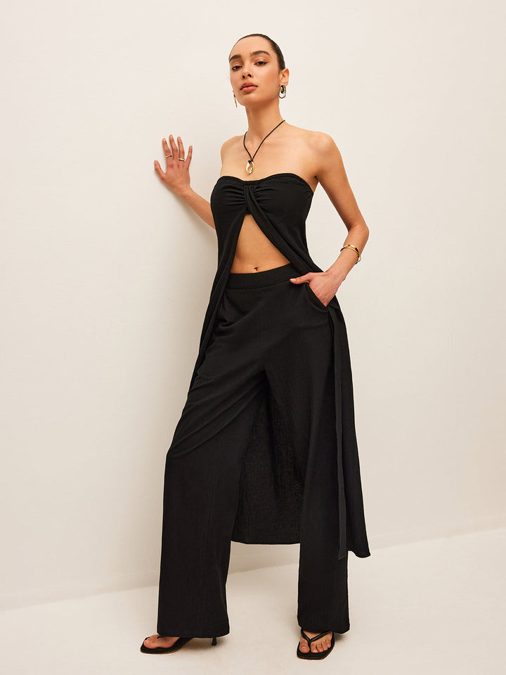Ensemble Haut En Coton Et Lin À Nouer Avec Pantalon
