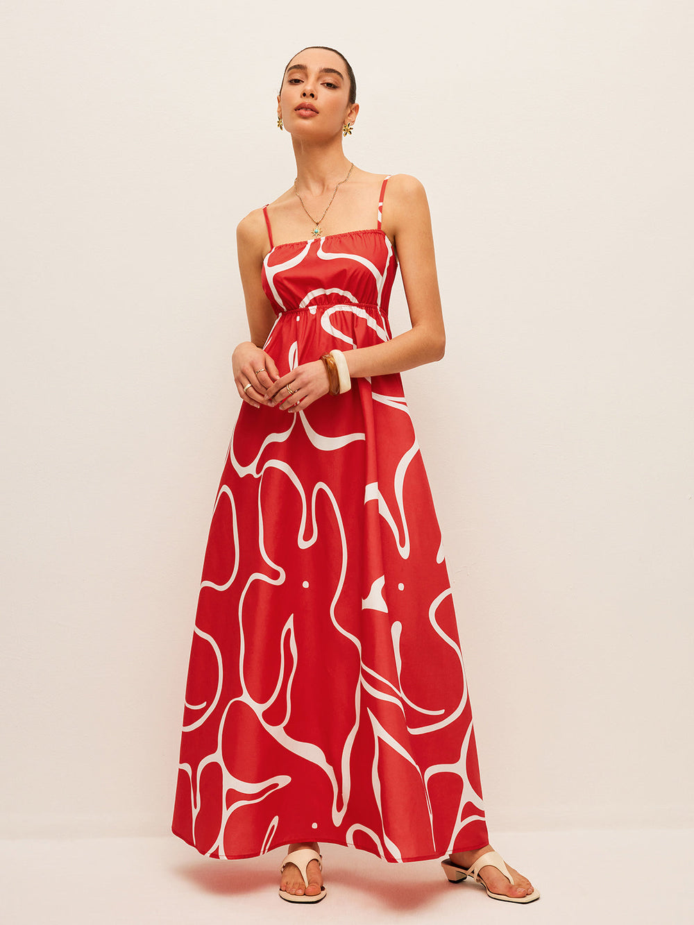 Robe Imprimée à Détails Liés au Dos