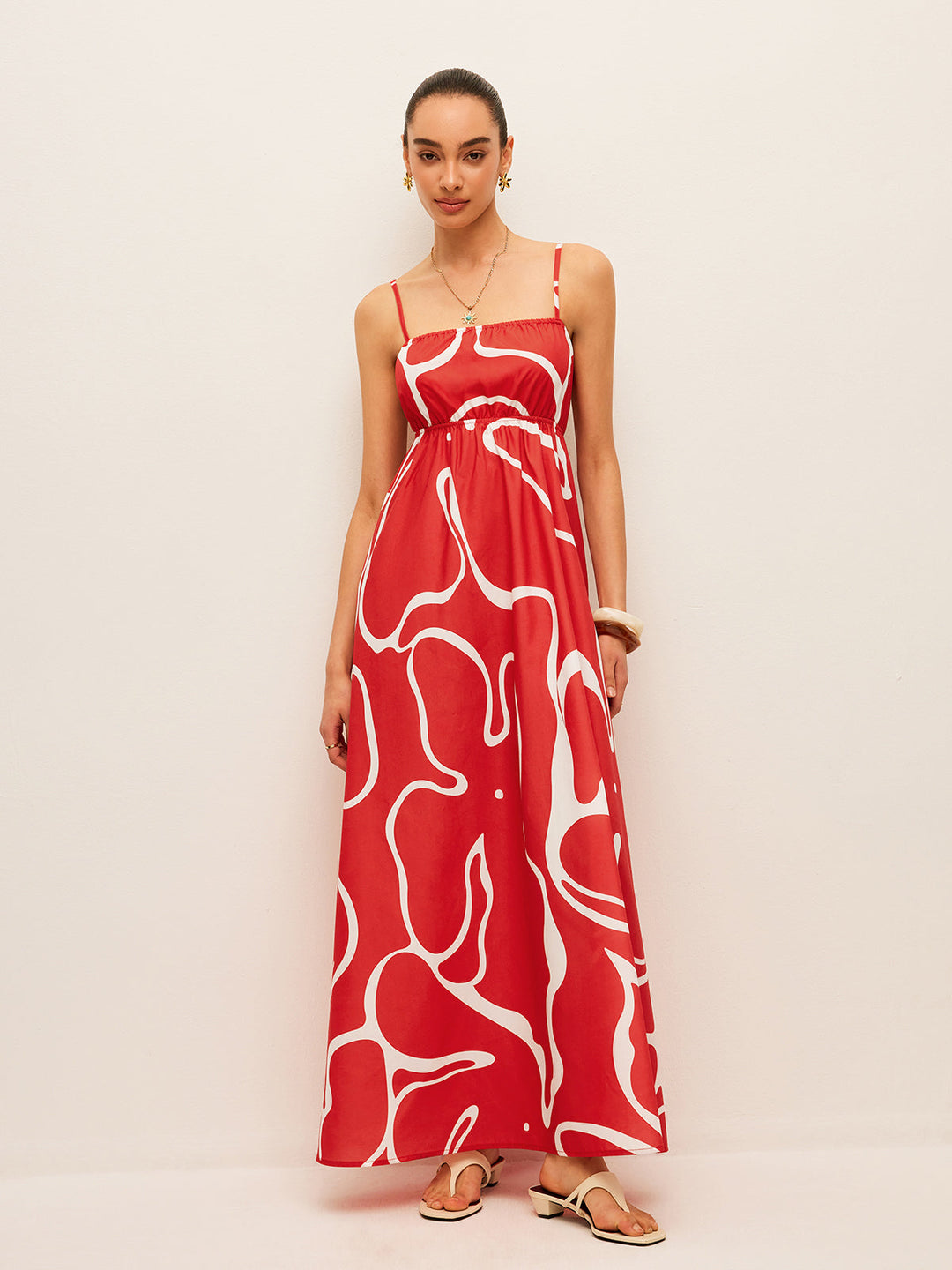 Robe Imprimée à Détails Liés au Dos