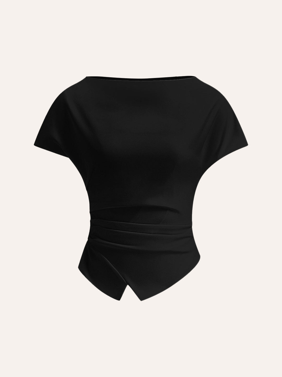 T-Shirt Ruché à Ourlet Asymétrique